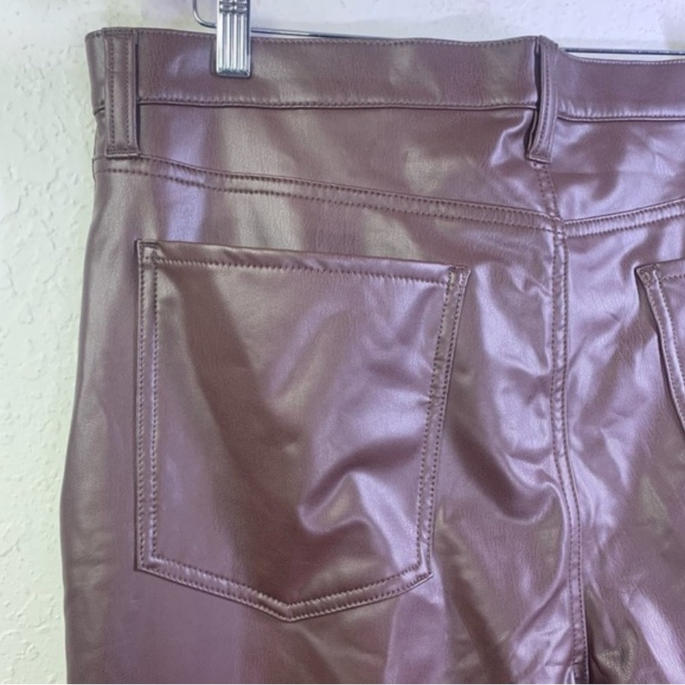 BANANA REPUBLIC Cropped Bootcut Faux Leather Chocolate Brown Elegant Urban Pants - Picture 10 of 15